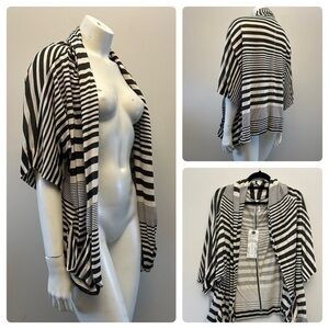New with tags boutique brand FLUXUS striped linen blend cardigan sweater jacket.